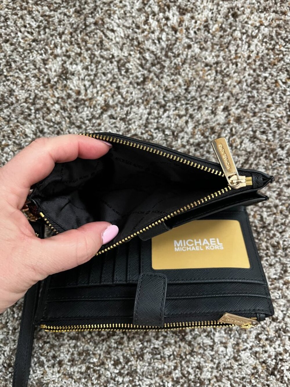 Michael Kors Adele Double Zip Gold Tone Wristlet Wallet - Picture 4 of 7